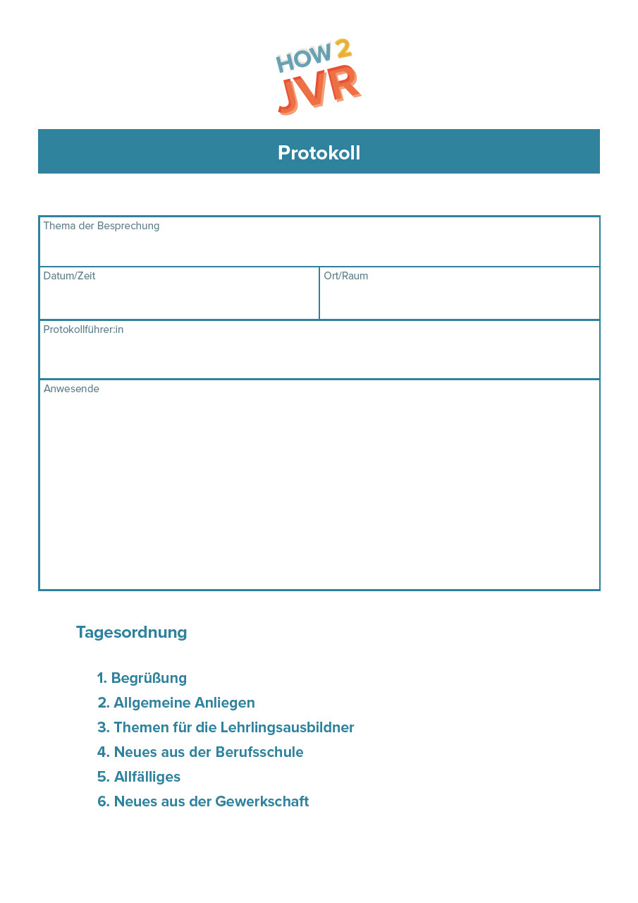 Protokollvorlage