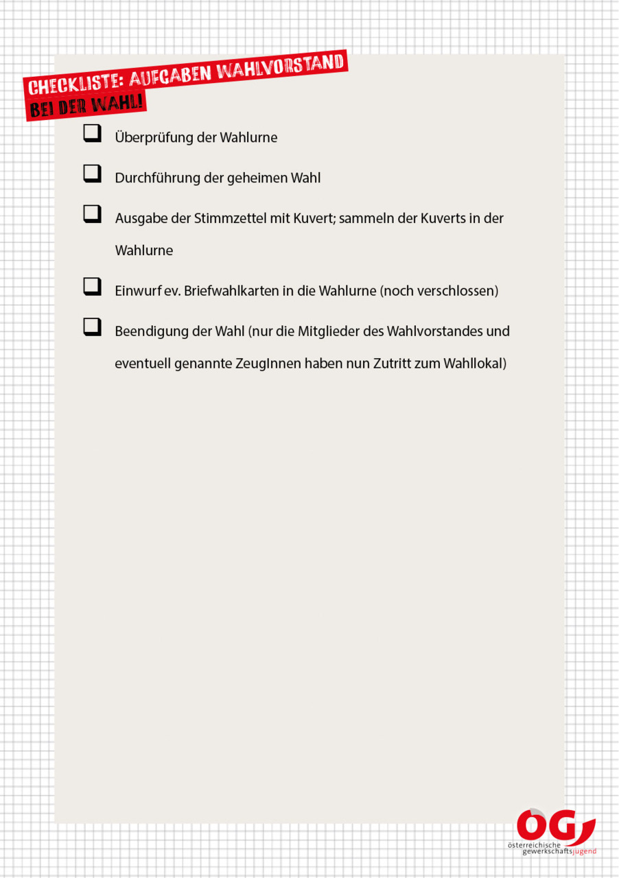 Checkliste: Aufgaben Wahlvorstand bei der Wahl