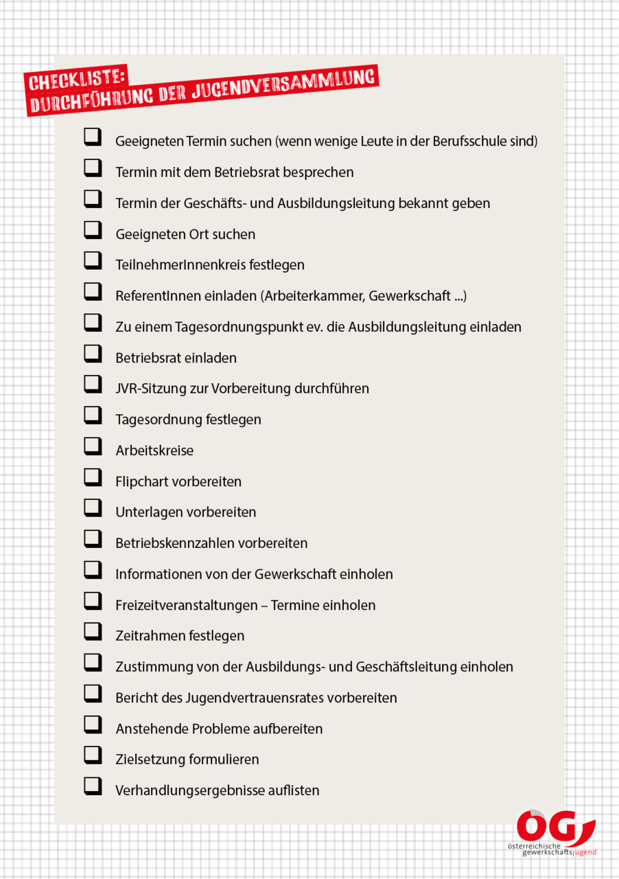 Checkliste: Durchführung der Jugendversammlung