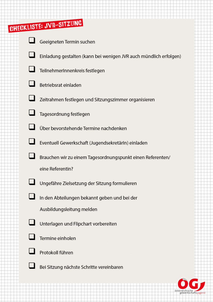 Checkliste: JVR-Sitzung