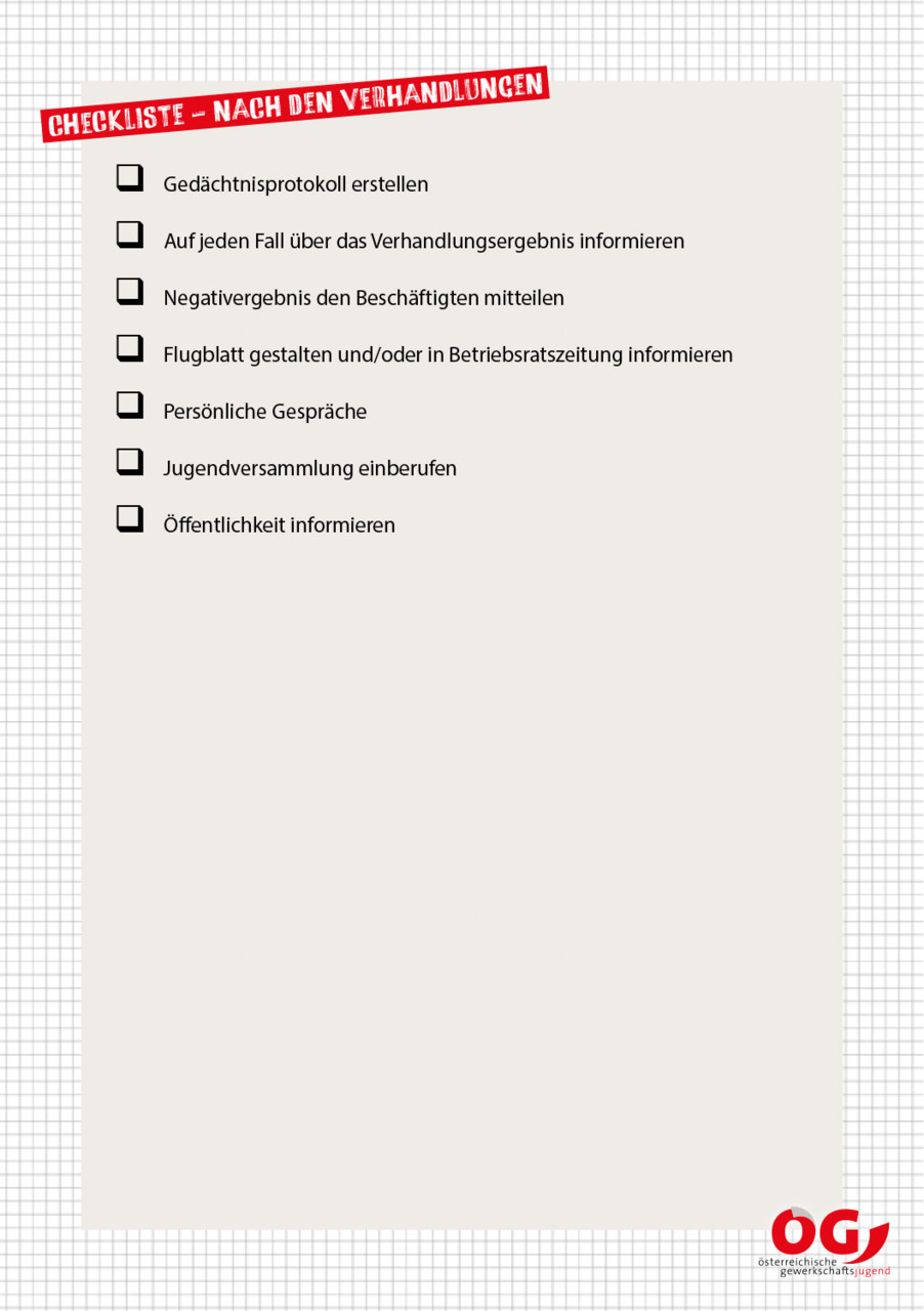 Checkliste - nach den Verhandlungen