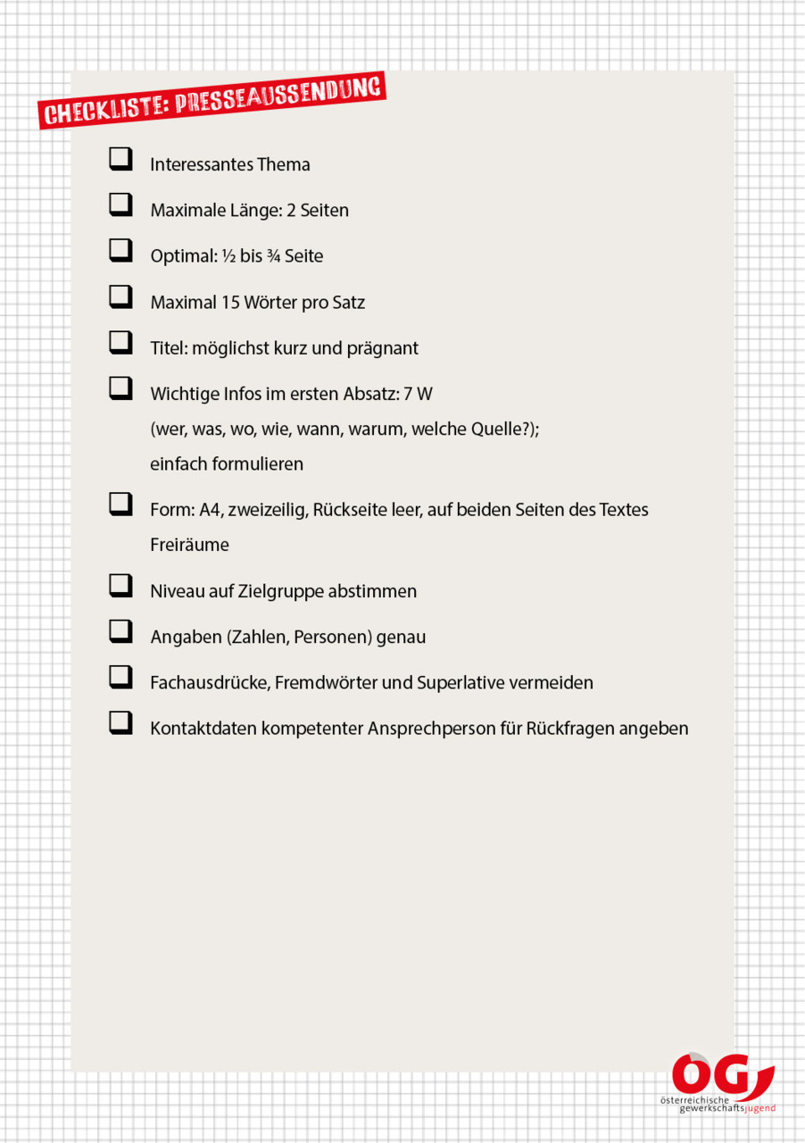 Checkliste: Presseaussendung